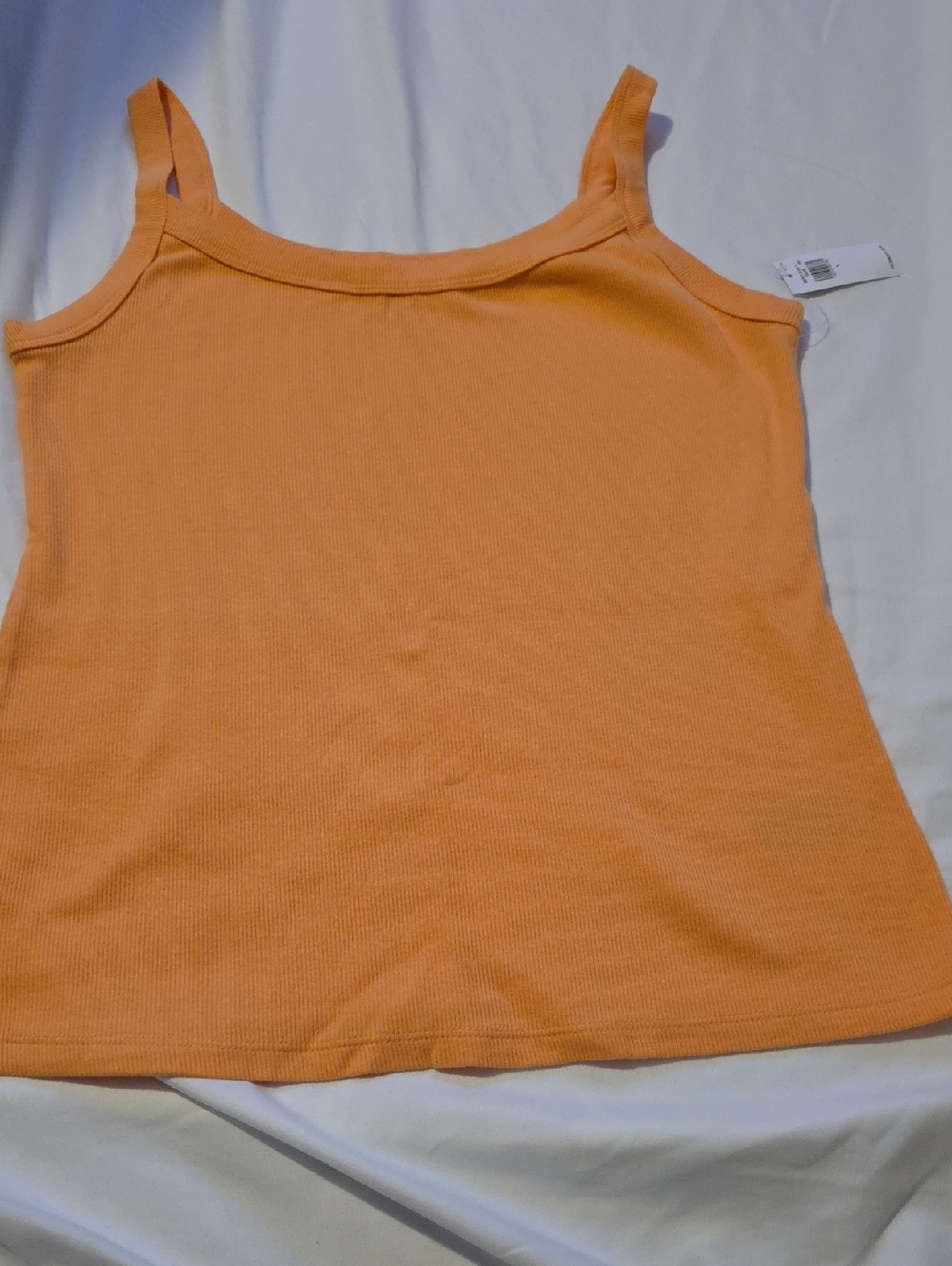 ❣️4 For $20❣️ Women’s Peachy Orange Ribbed Tank Top - Classic Spaghetti Strap
